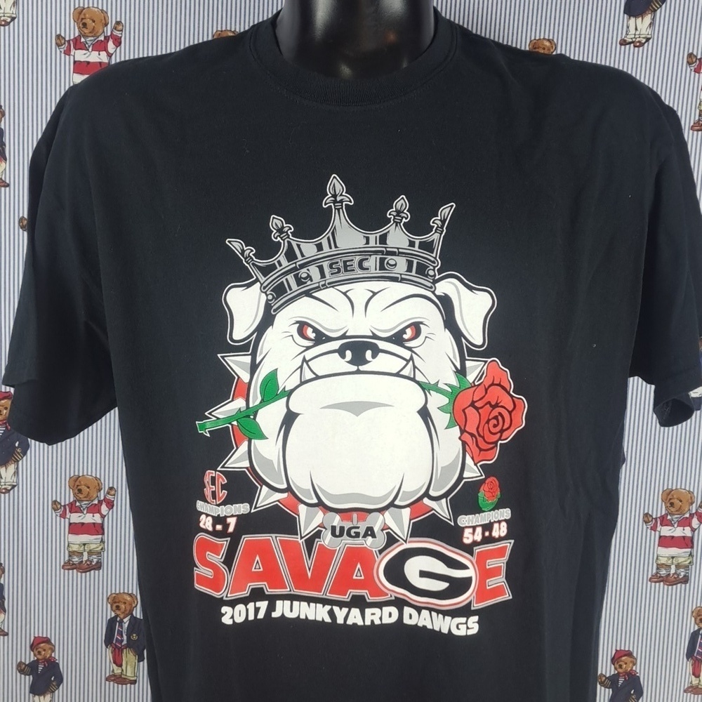 2017 Georgia Bulldogs SEC Rose Bowl Championship XL black & white graphic shirt
